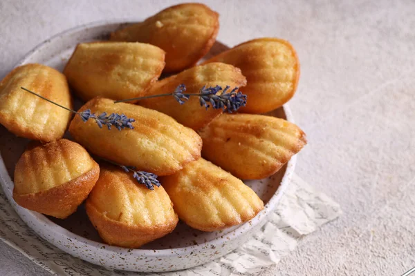 Franska Traditionella Madeleine Kex Med Lavendel — Stockfoto