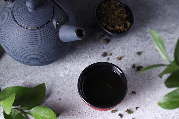 Зеленый Чай Традиционной Церемонии Восточных Блюд — стоковое фото