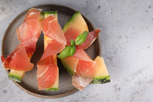 Italian Appetizer Melon Prosciutto Ham — Stock Photo, Image