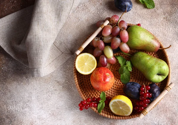 Vida Morta Fruta Orgânica Madura Colheita Outono — Fotografia de Stock