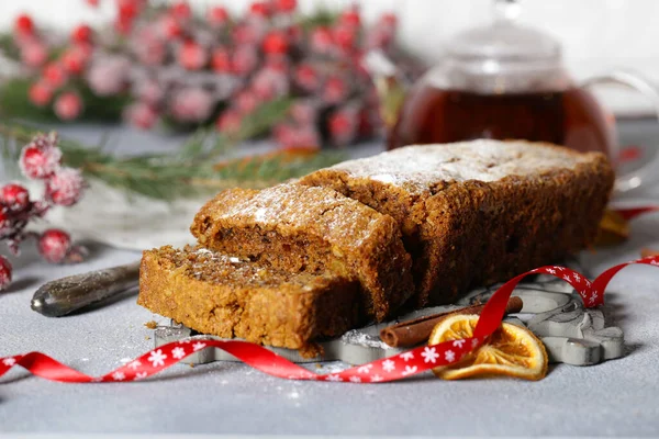 Christmas Festive Fruit Cake Dessert — Stock Photo, Image