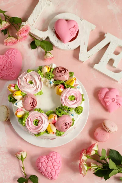 Sobremesa Festiva Férias Dia Valentim — Fotografia de Stock