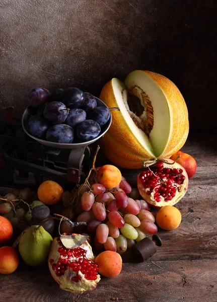 Stilleven Rijp Biologisch Fruit Herfst Oogst — Stockfoto