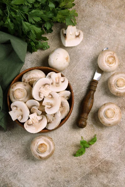 Champignons Champinton Bio Mûrs Sur Table — Photo