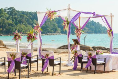 Tayland plaj düğün set up.