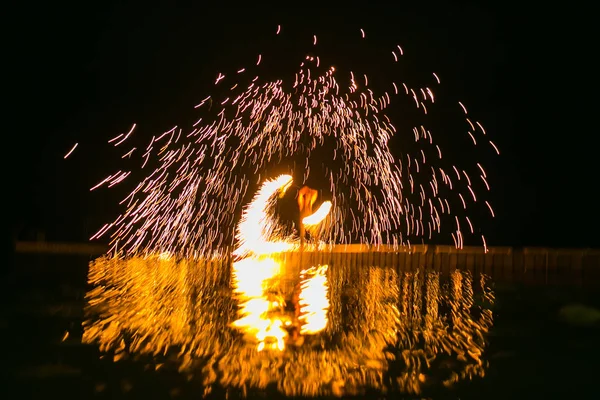 Espectáculo Fuego Increíble Noche Fiesta Bodas — Foto de Stock