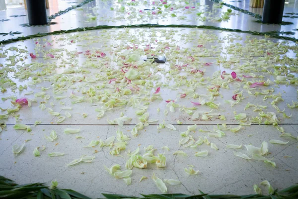 Wedding aisle with flower petals.Wedding at Thailand.