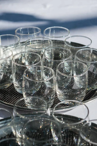 Empty Glasses Composition Table Celebration Outdoor — Stock Photo, Image