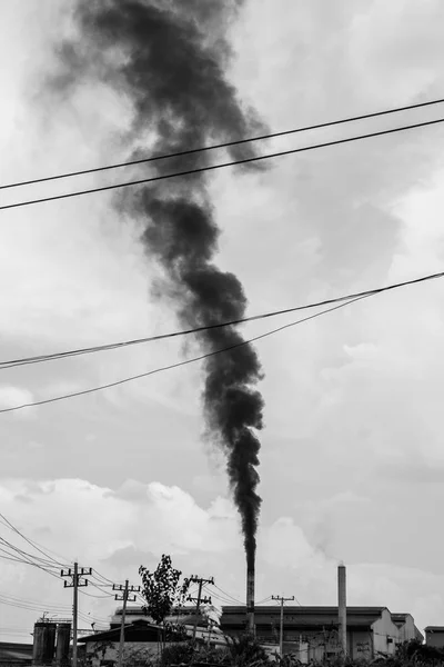 Contaminación Del Aire Humo Fábrica Tailandia Blanco Negro — Foto de Stock