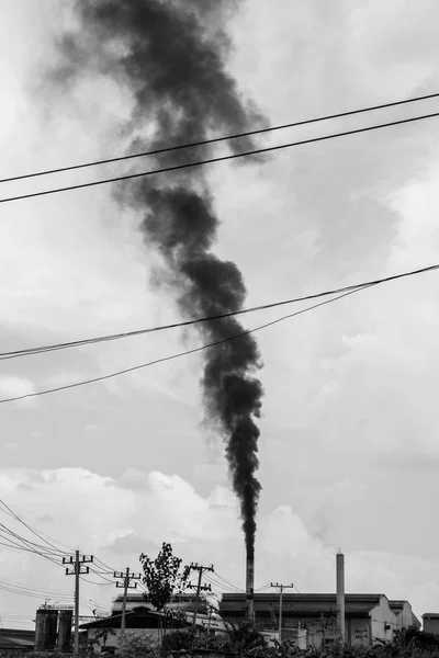 Air Pollution Smoke Factory Thailand Black White — Stock Photo, Image