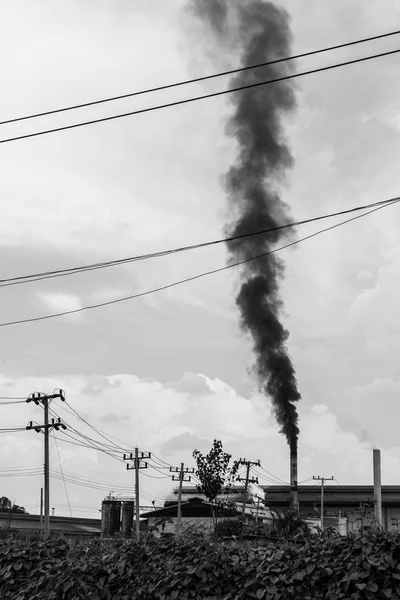 Pollution Air Fumée Usine Thaïlande Noir Blanc — Photo