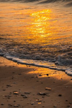 güzel gün batımı ve deniz dalgası 