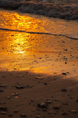 güzel gün batımı ve deniz dalgası 