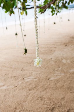 Sahildeki bir düğün töreninde çiçek aranjmanı..