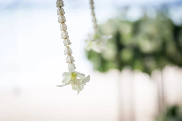 Blumenschmuck bei einer Trauung am Strand. — Stockfoto