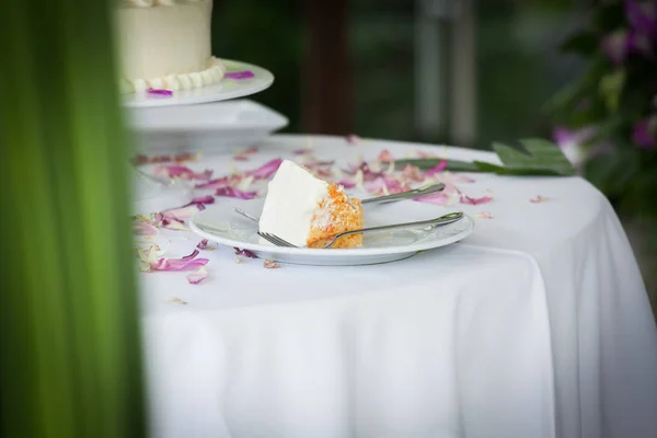 Una rebanada de un pastel de bodas — Foto de Stock