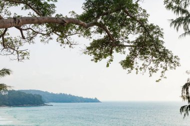 Denize balkondan bak, yaz tatili konsepti..