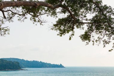 Denize balkondan bak, yaz tatili konsepti..