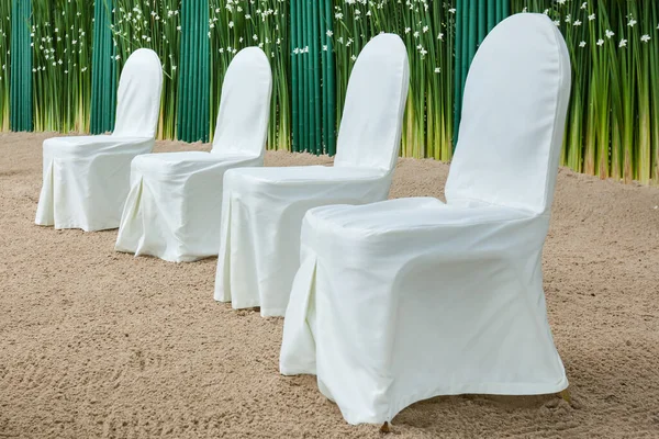 Floral Arrangement Wedding Ceremony Chair Setting — Stock Photo, Image