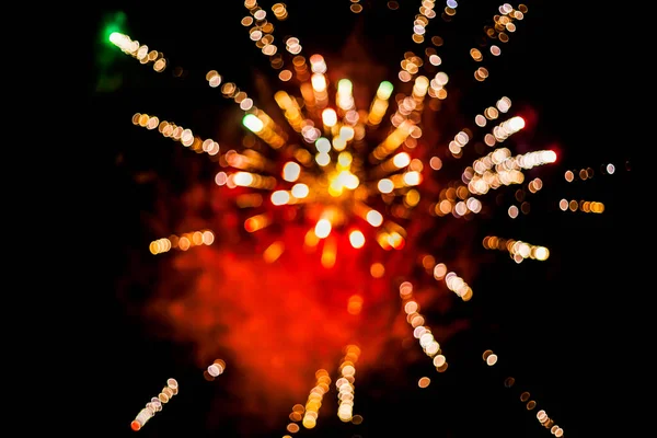 Bunte Feuerwerks Bokeh Unschärfe Auf Dunklem Hintergrund — Stockfoto
