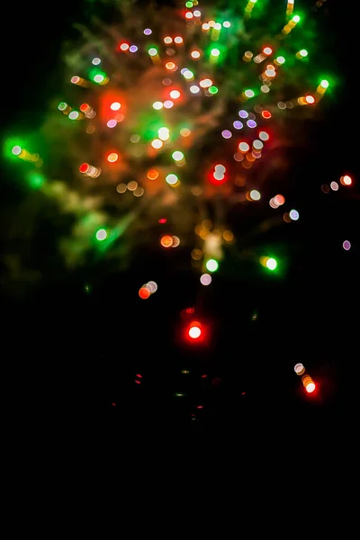 Fuochi Artificio Colorati Bokeh Sfocatura Sfondo Scuro — Foto Stock
