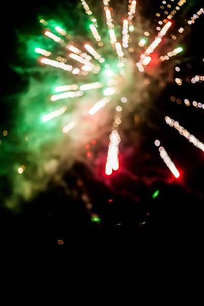 Bunte Feuerwerks Bokeh Unschärfe Auf Dunklem Hintergrund — Stockfoto