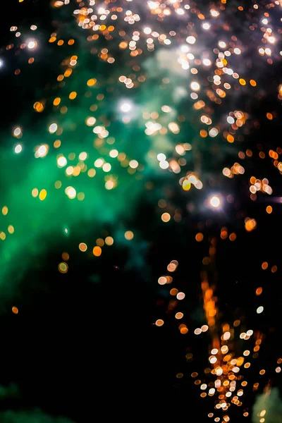 Coloridos Fireworks Bokeh Desenfoque Sobre Fondo Oscuro — Foto de Stock