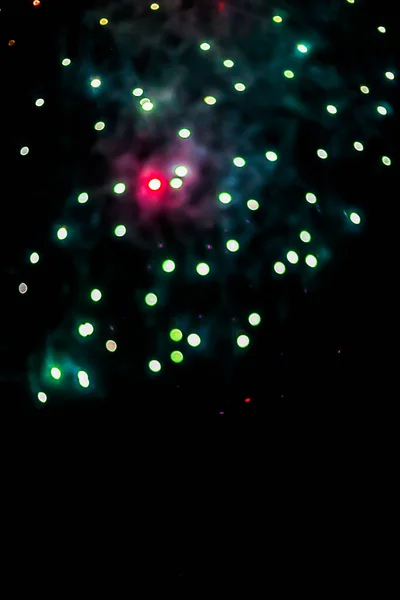 Coloridos Fireworks Bokeh Desenfoque Sobre Fondo Oscuro — Foto de Stock