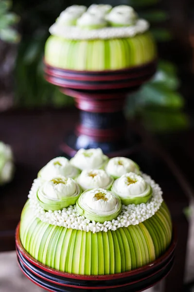 Bloem Van Lotus Setup Voor Thaise Bruiloft Ceremonie Het Strand — Stockfoto