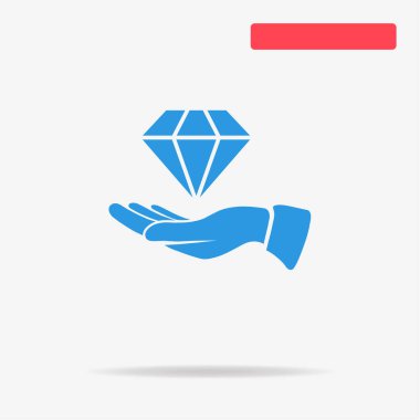 Elmas ve el simgesi. Vektör konsept illüstrasyon tasarımı için.