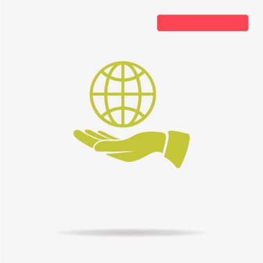 Küre ve el simgesi. Vektör konsept illüstrasyon tasarımı için.