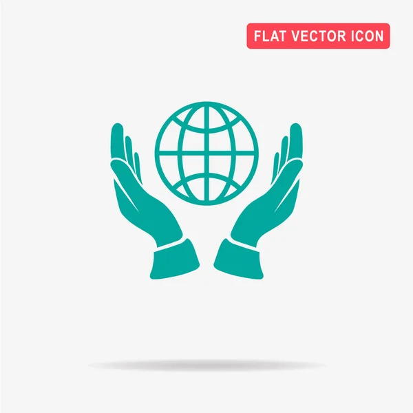 Globe Hands Icon Vector Concept Illustration Design — Stock Vector
