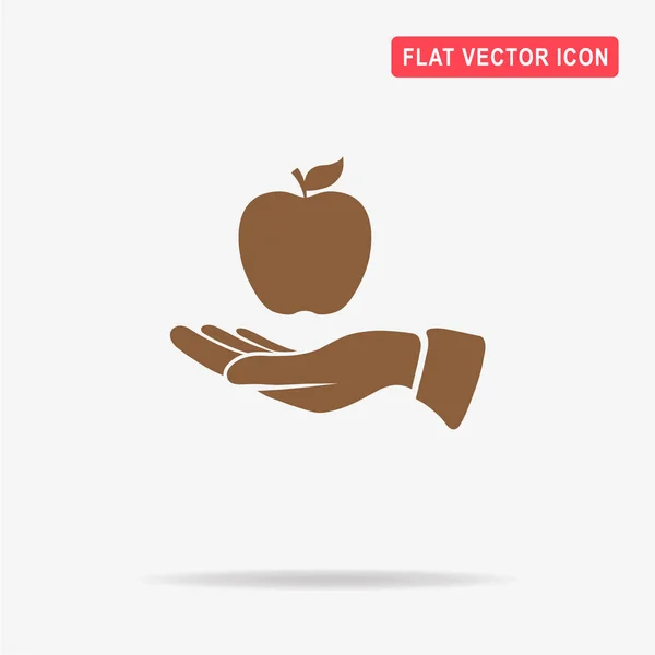 Apfel Und Hand Vektor Konzept Illustration Für Design — Stockvektor