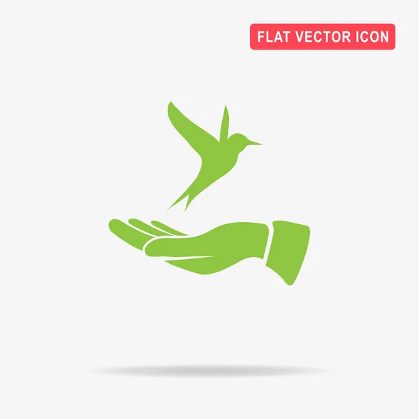 Vogel Und Hand Symbol Vektor Konzept Illustration Für Design — Stockvektor