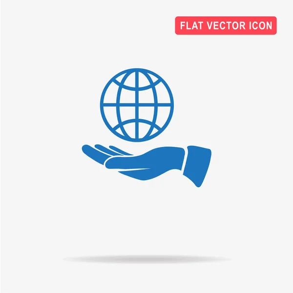 Globe Icône Main Illustration Vectorielle Concept Pour Design — Image vectorielle
