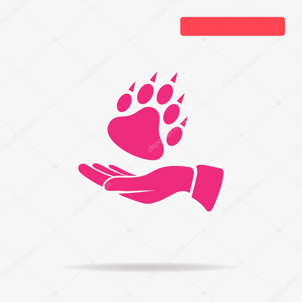 Bear paw and hand icon. Vector concept illustration for design.