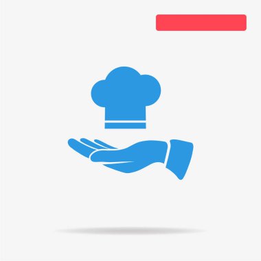 Şef kap ve el simgesi. Vektör konsept illüstrasyon tasarımı için.