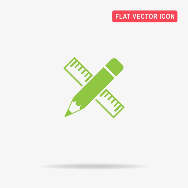 Potlood Met Liniaal Pictogram Vectorillustratie Concept Voor Ontwerp — Stockvector