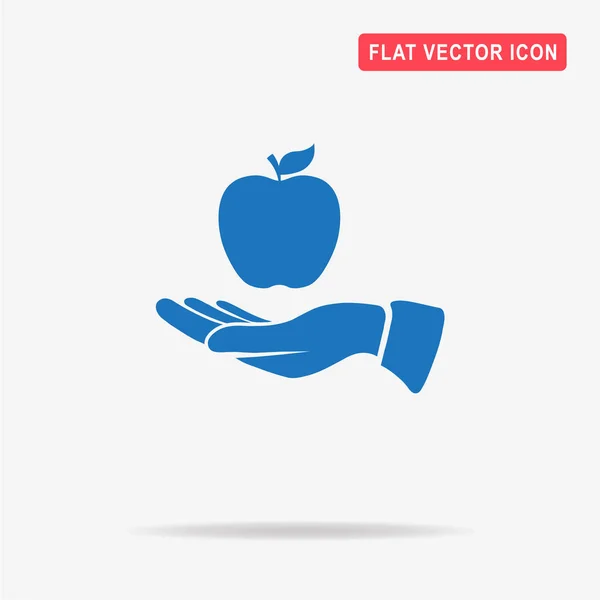 Apfel Und Hand Vektor Konzept Illustration Für Design — Stockvektor