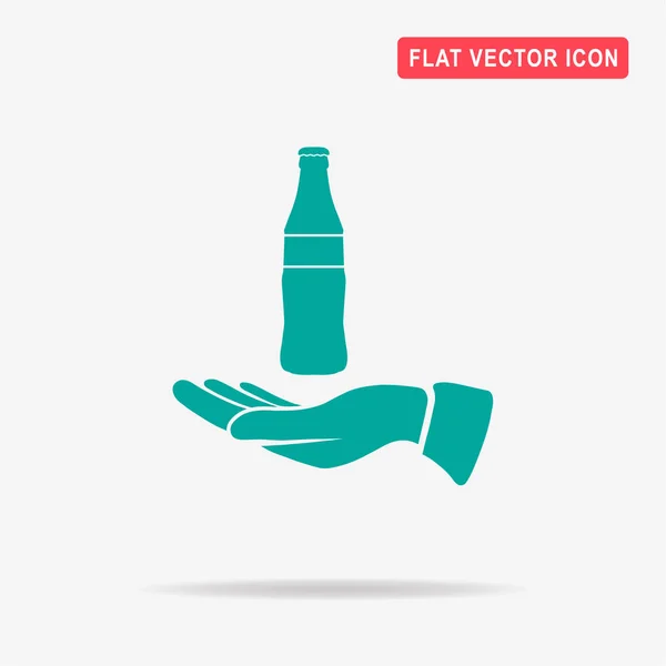 Бутылка Значок Руки Векторная Концепция — стоковый вектор