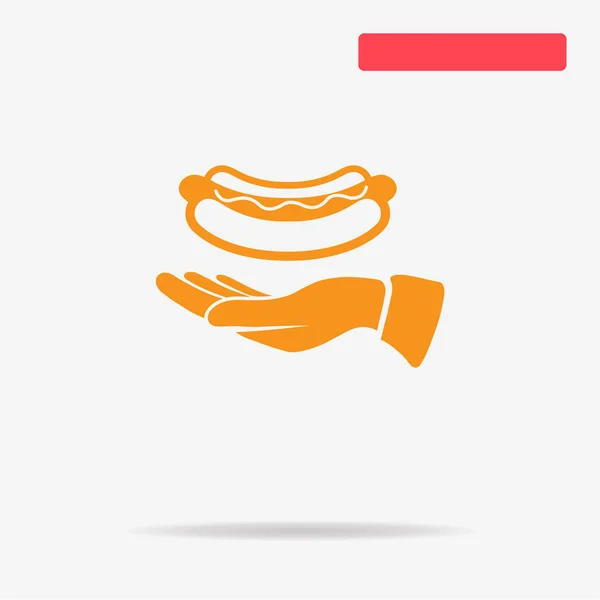 Hot Dog Und Hand Ikone Vektor Konzept Illustration Für Design — Stockvektor