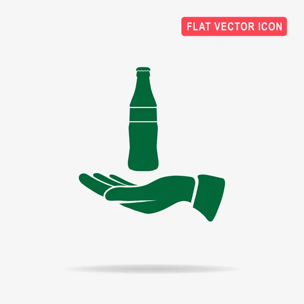 Бутылка Значок Руки Векторная Концепция — стоковый вектор