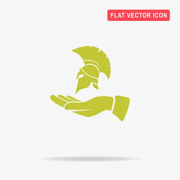 Шлем Иконка Руки Векторная Концепция — стоковый вектор