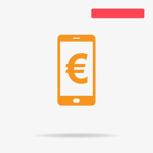 Мобильный Телефон Значком Евро Векторная Концепция — стоковый вектор