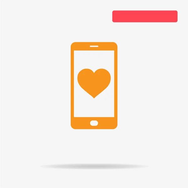 Mobile Love Icon Vector Concept Illustration Design — Stock Vector