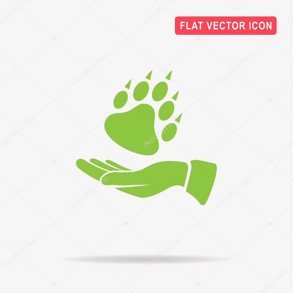 Bear paw and hand icon. Vector concept illustration for design.
