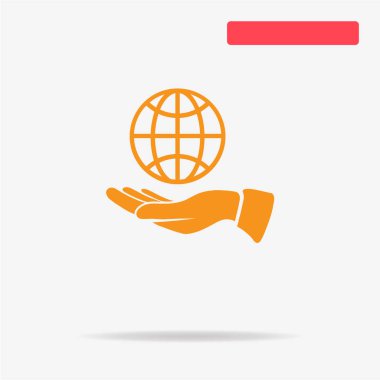 Küre ve el simgesi. Vektör konsept illüstrasyon tasarımı için.