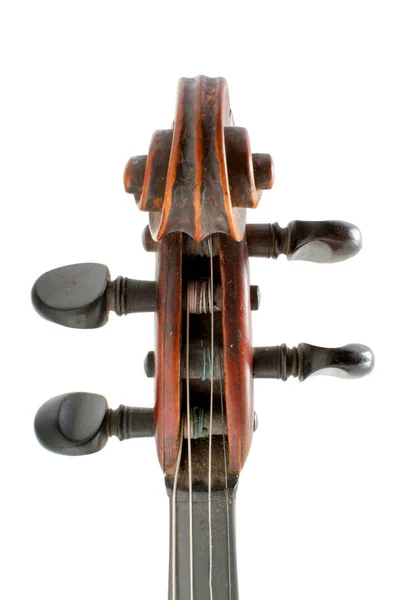 Velho Violino Isolado Sobre Fundo Branco — Fotografia de Stock