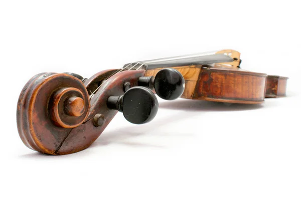 Gammal Violin Isolerad Vit Bakgrund — Stockfoto