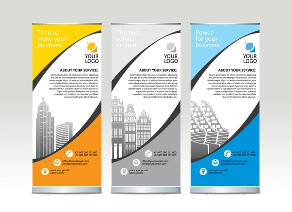 Roll Banner Stand Plantilla Diseño Ilustración Vectorial — Vector de stock